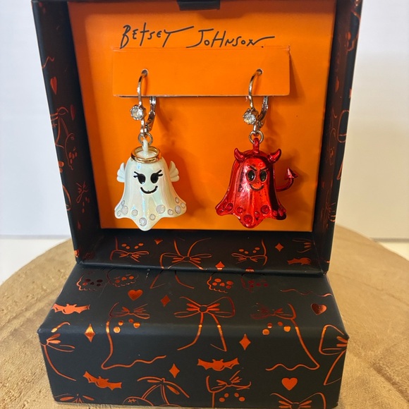 Betsey Johnson Jewelry - Betsey Johnson Red and White Ghost Earrings Devil and Angel